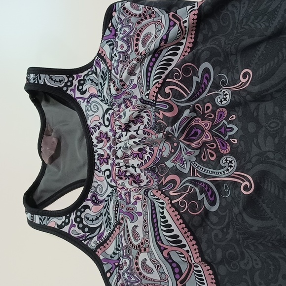 Athleta Tinker Tank Built-in Bra Tank Top Small Grey Purple Paisley, Small - Picture 3 of 9